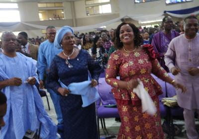 Some Faculty And Staff Dancing During A Praise Session
