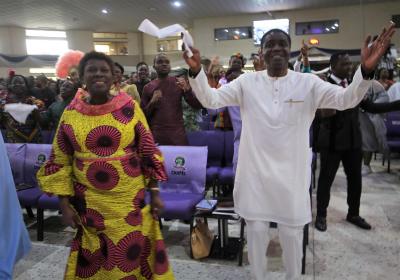 The Pro Chancellor Bishop David Abioye And His Wife Dr Mary Abioye During A Praise Session