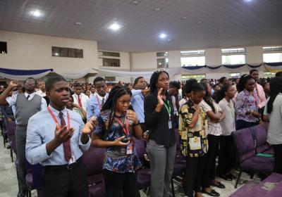 A Cross Section Of Covenant University Students During A Prayer Session