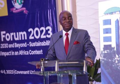 Chancellor Covenant University Dr David Oyedepo Declaring The Programme Of Events Of Africa Forum 2023 Open And Also Delivering His Address